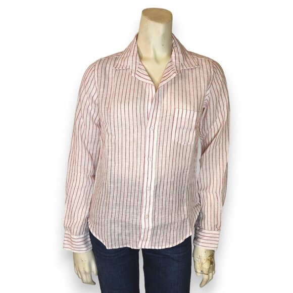 Frank and Eileen Barry Linen Stripe Button Down - Picture 2 of 10